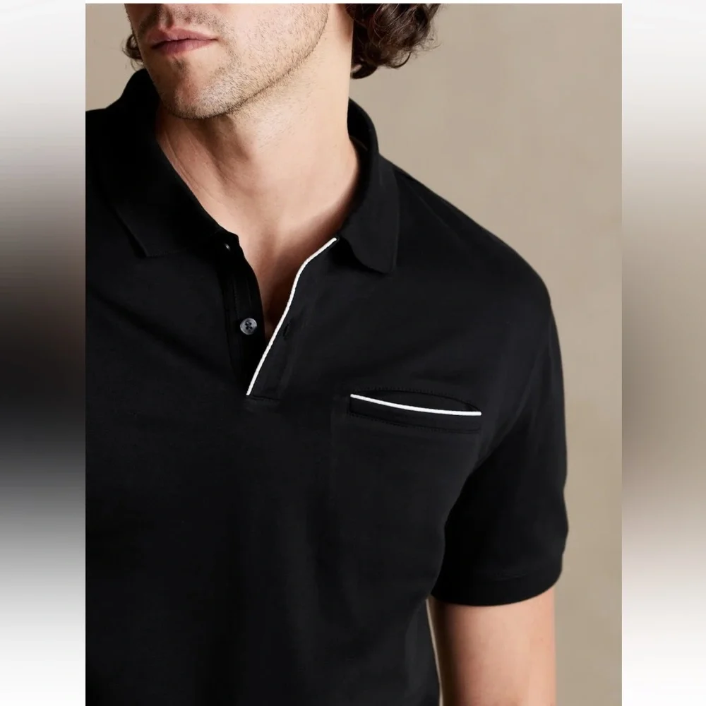 Banana Republic Luxe Touch Performance Shirt Mens XL Black Golf Polo